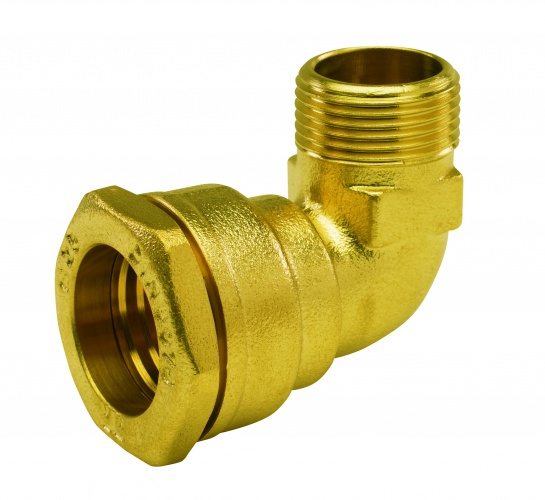 Колено латунное с наружной резьбой для труб ПЭ ARCO